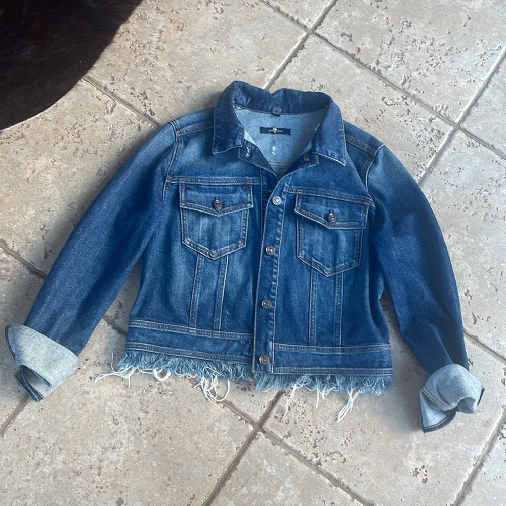 Seven for all mankind Jean jacket. S REMOVABLE FUR COLLAR NWOT - Picture 2 of 5